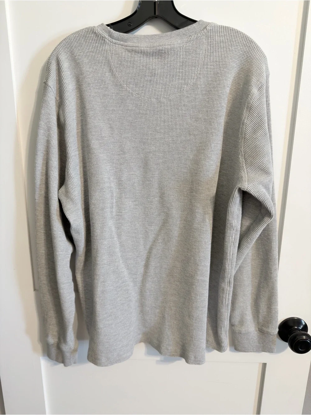 Men's Crewneck Waffle Knit Sweater in Light Gray